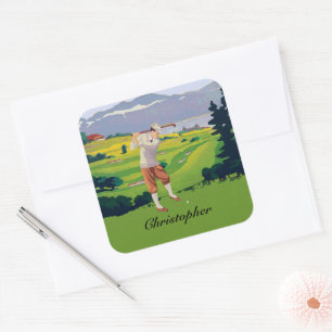 Aangepaste stijl Hoogland Golfscène Vierkante Sticker