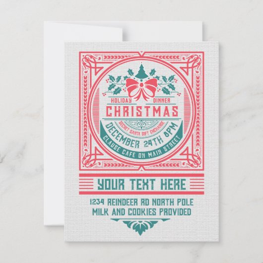 Aangepaste  stijl kerst Kaart uitnodiging (Voorkant)