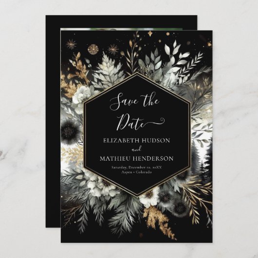 Aangepaste Stijlvolle Enchanted Forest Wedding Save The Date (Voorkant / Achterkant)