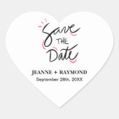 Aangepaste Stijlvolle Kalligrafie Bruiloft Save th Hart Sticker (Voorkant)