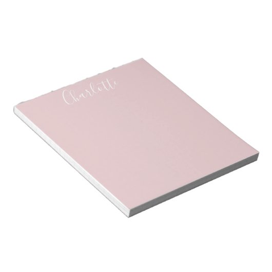 Aangepaste stijlvolle kalligrafie Naam Blush Pink Notitieblok (Schuin)