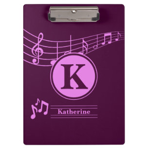 Aangepaste stijlvolle naam Monogram Letter Music S Klembord
