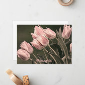 Aangepaste stijlvolle tulpen notitiekaartje (Voorkant / Achterkant in situ)
