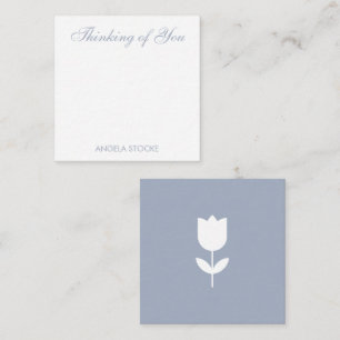 Aangepaste Stofblauwe Witte Bloem Notitiekaartje