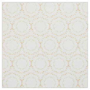 Aangepaste Stoffen-Wit & Goud Bloemenkring Stof