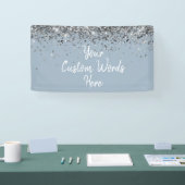 Aangepaste stoffige blauwe zilveren verjaardagsfee spandoek (Beurs)