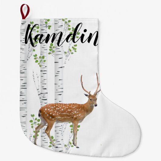 Aangepaste stop Deer Woodland Buck Grote Kerstsok (Voorkant)