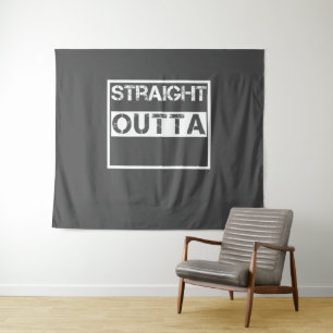 Aangepaste straight outta gepersonaliseerde verjaa wandkleed