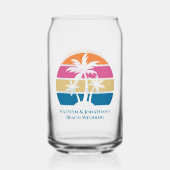 Aangepaste strand bruiloft tropische palmboom zons blikvorm glas (Voorkant)