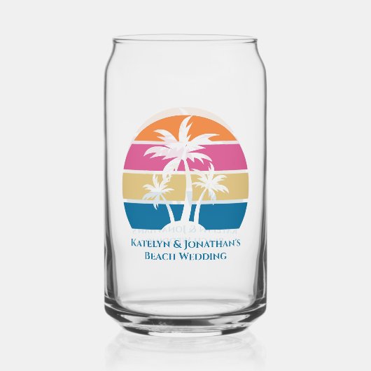 Aangepaste strand bruiloft tropische palmboom zons blikvorm glas (Voorkant)