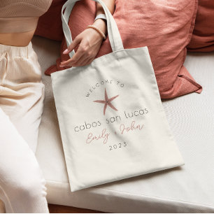aangepaste STRAND bruiloft welkom ster vis canvas  Tote Bag