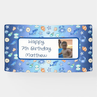 Aangepaste strand Gewaardeerde verjaardag Spandoek