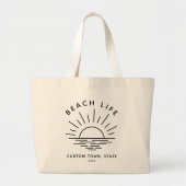 Aangepaste strand leven zonsondergang minimalistis grote tote bag (Voorkant)