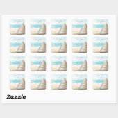 Aangepaste strand zand Zee Shell bruiloft cadeau g Vierkante Sticker (Vel)