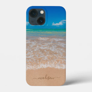 Aangepaste strand zeegolven kust zand  iPhone 13 mini hoesje