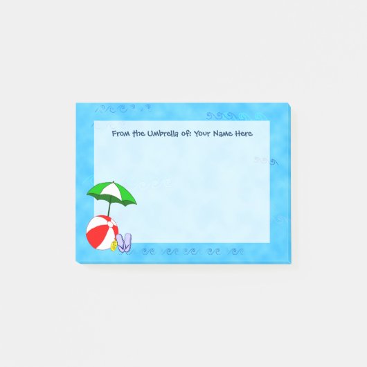 Aangepaste strandbal zwembad paraplu Post-it-notit Post-it® Notes (Voorkant)