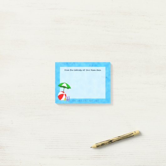 Aangepaste strandbal zwembad paraplu Post-it-notit Post-it® Notes (Op bureau)