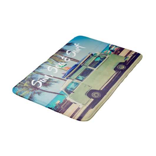 Aangepaste,  strandkamperbus en palmbomen: badmat (Gekanteld)