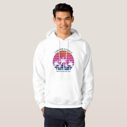 Aangepaste strandpalm Sunset Family Reunion Hoodie (Voorkant volledig)