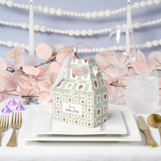 Aangepaste Strawberry Gingham Verjaardag Bedankdoosjes