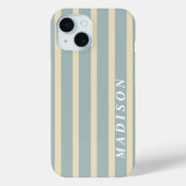 Aangepaste Strepen Beige Blauw Case-Mate iPhone Case (Achterkant)