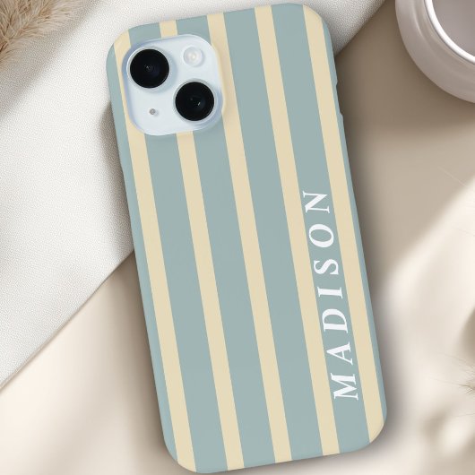 Aangepaste Strepen Beige Blauw Case-Mate iPhone Case