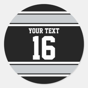 Aangepaste stripes voor zwarte en zilversport ronde sticker