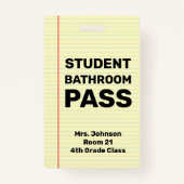 Aangepaste student badkamerpas badge (Achterkant)