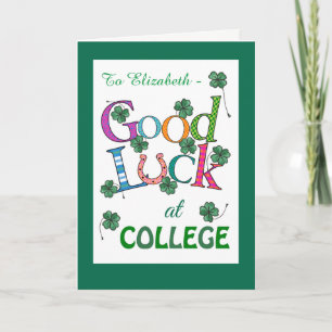 Aangepaste Succes bij College Four-leaf Clover Kaart