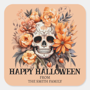 Aangepaste suiker schedel Halloween Vierkante Sticker