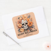 Aangepaste suiker schedel Halloween Vierkante Sticker (Envelop)