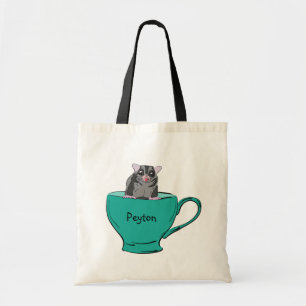 Aangepaste suikerglider in een groene Teacup Tote Bag