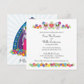 Aangepaste suikerskulls en -bloemen - Blauwe achte Kaart (Voorkant / Achterkant)