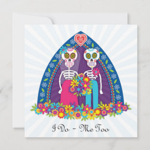 Aangepaste suikerskulls en -bloemen - Blauwe achte Kaart