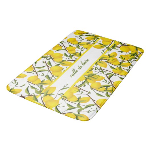 Aangepaste Summery Citrus Lemon Tree Branches Badmat (Gekanteld)