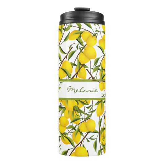 Aangepaste Summery Citrus Lemon Tree Branches Thermosbeker (Voorkant)