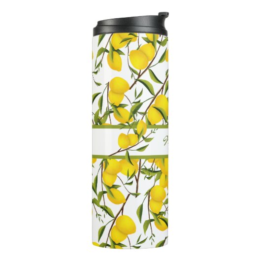 Aangepaste Summery Citrus Lemon Tree Branches Thermosbeker (Gedraaid links)