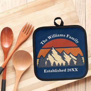 Aangepaste Sunset Family Home Blue Log Cabin Pannenlap