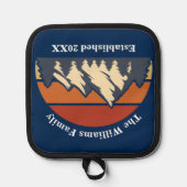 Aangepaste Sunset Family Home Blue Log Cabin Pannenlap (Voorkant)