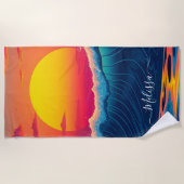 Aangepaste Sunset Wave Strandlaken - (Voorkant)