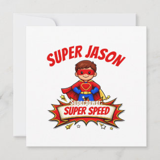 Aangepaste superheldennaam voor kinderen bedankkaart