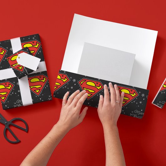 Aangepaste superman Logo kerstsnowflake Cadeaupapier