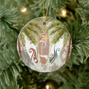 Aangepaste surfplanken en palmbomen keramisch ornament