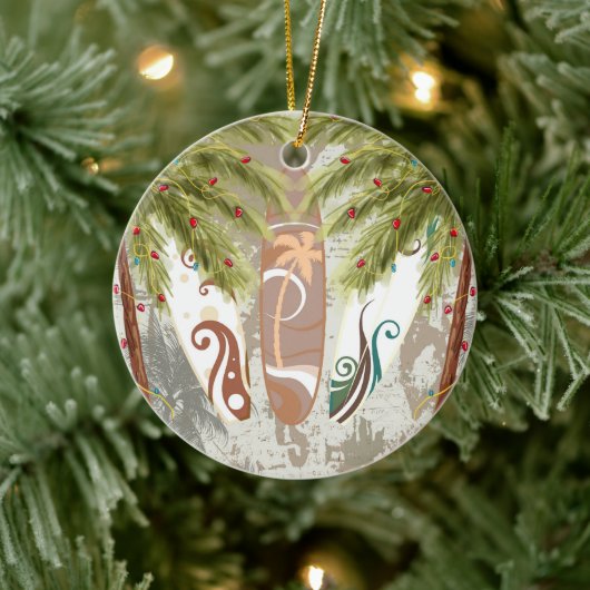 Aangepaste surfplanken en palmbomen keramisch ornament (Boom)