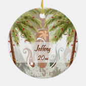 Aangepaste surfplanken en palmbomen keramisch ornament (Achterkant)