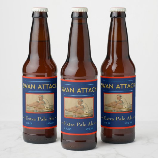 Aangepaste "SWAN ATTACK" mannelijke veegroeier en  Bier Etiket (Flessen)