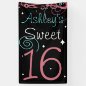 Aangepaste Sweet 16 foto achtergrond Spandoek (Verticaal)