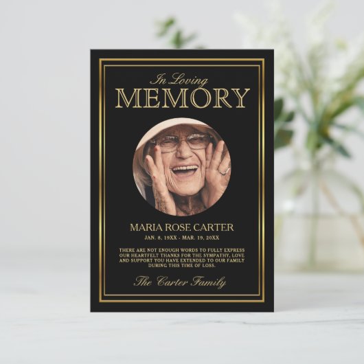 Aangepaste sympathie begrafenisfoto bedankkaart (Staand voorkant)