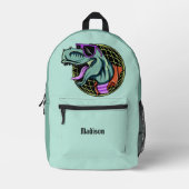 Aangepaste T-Rex-naam hipster en kleur Bedrukte Rugzak (Voorkant)