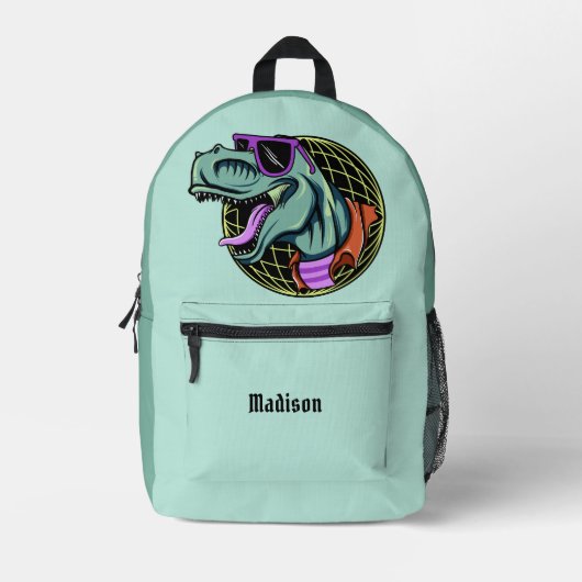 Aangepaste T-Rex-naam hipster en kleur Bedrukte Rugzak (Voorkant)